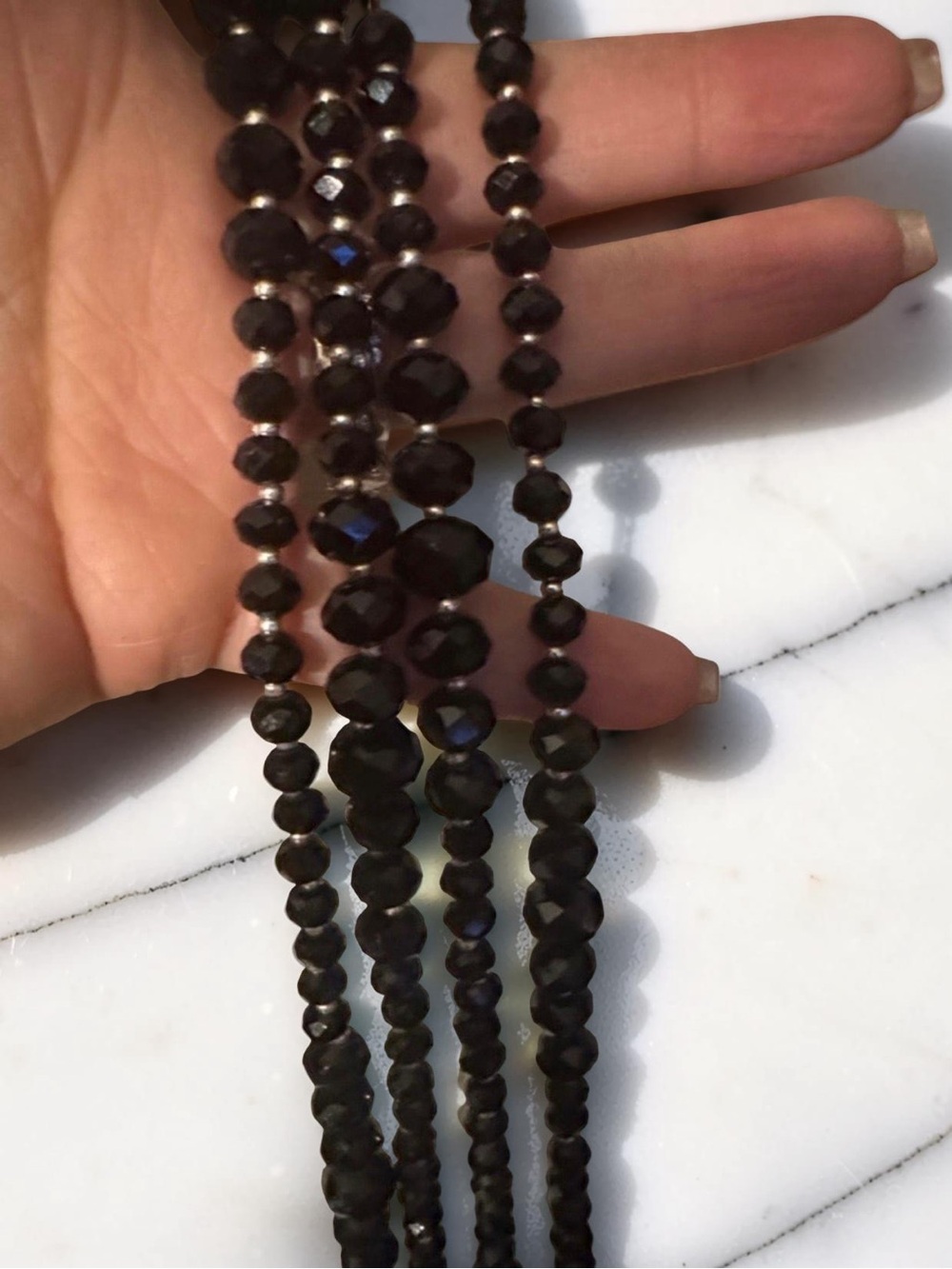 White House Black Market Long Faceted Glass Necklace - Picture 3 of 4